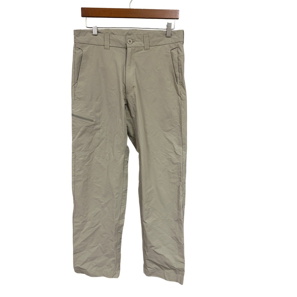ExOfficio Mens 32x31 Hiking Pants Khaki Nylon Stretch Straight Leg Outdoor Cargo